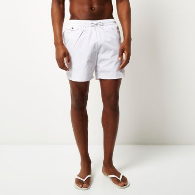 White pull on swim shorts